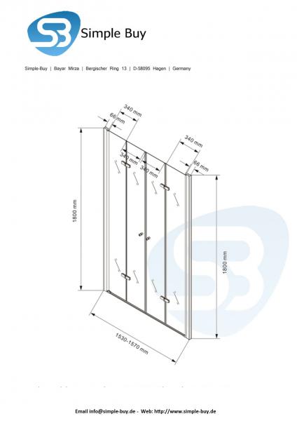 Glas Concept 24 155x195cm Vegas - Dusche - Nischendusche - Pendeltür - 8mm ESG 